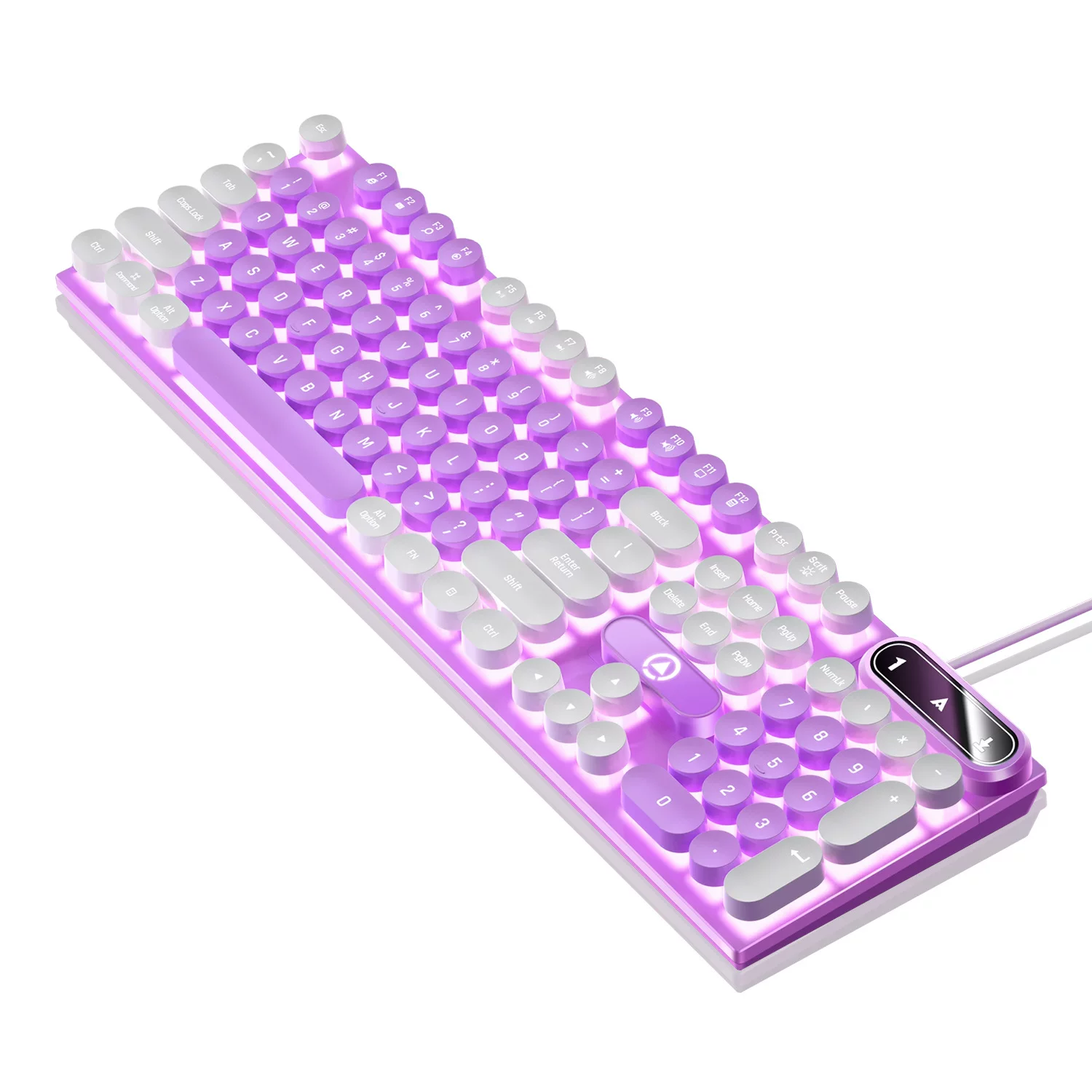 Silver Sculpture K600 round keycap illuminated keyboard, e-sports mechanical feel, game wired punk color-blocked computer accessory
