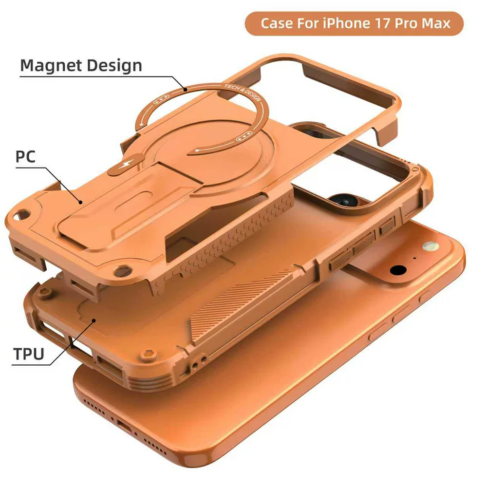 Bundesliga-Design verdeckter Hakenhalter für Apple iPhone 17 Pro Max Schutzhülle mit Schutz vor Stürzen und Magnetverschluss