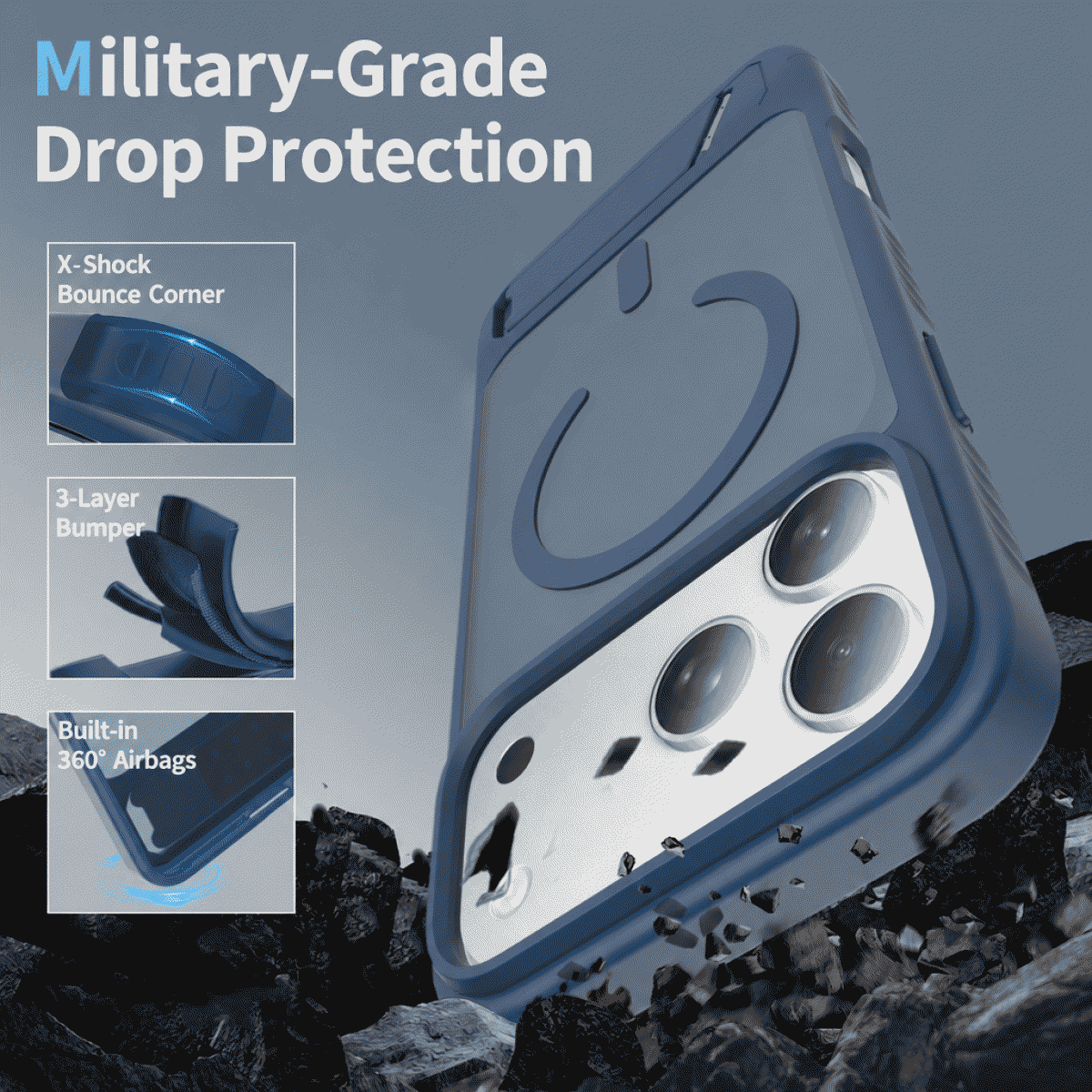 Cross-border application: iPhone18 stand and phone case 2-in-1 Apple 17 airbag anti-drop 16 magnetic protective case
