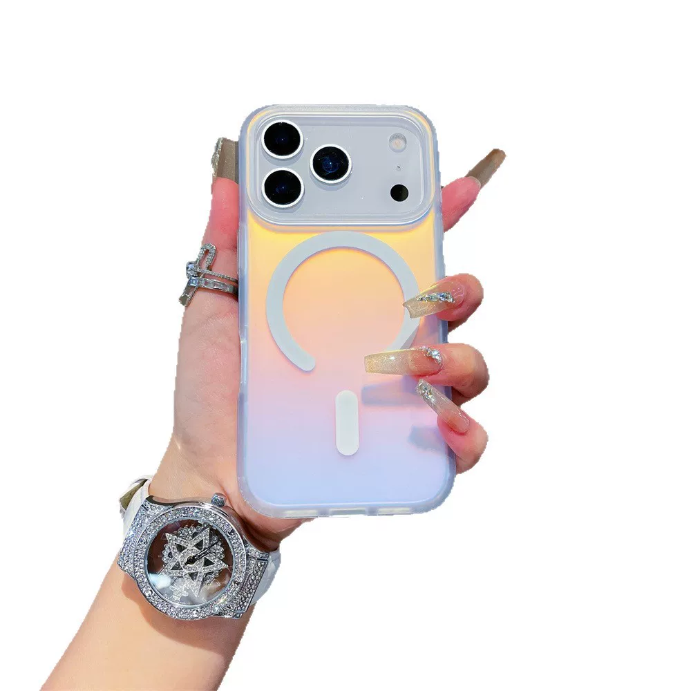 Suitable for Apple 18promax laser gradient phone case 17Pro magnetic case iPhone17 matte chameleon