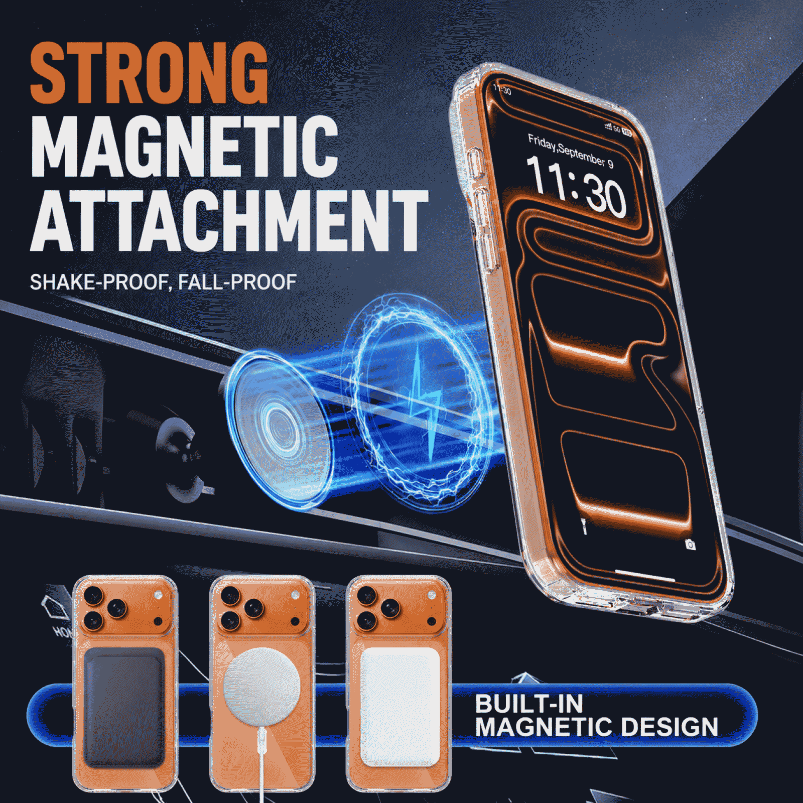 MagSafe magnetic attraction for cross-border use in Europe and America, suitable for iPhone18ProMax phone cases, transparent and shockproof for Apple 18 cases