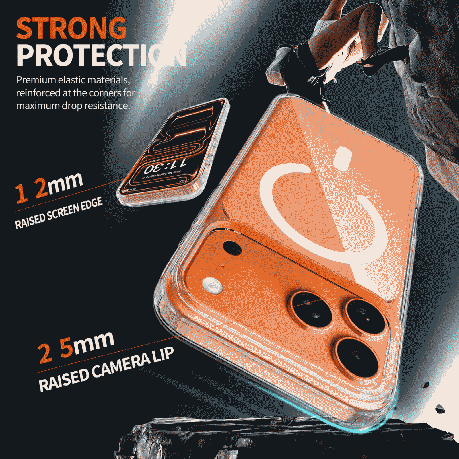 MagSafe magnetic attraction for cross-border use in Europe and America, suitable for iPhone18ProMax phone cases, transparent and shockproof for Apple 18 cases