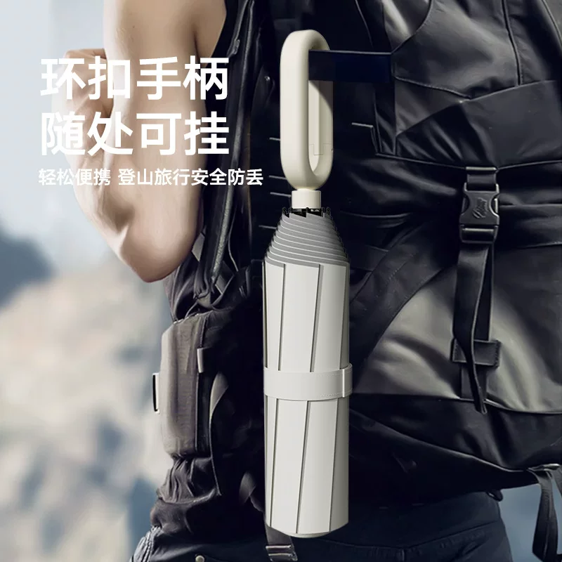 Ring buckle hand-opening folding umbrella, thickened and reinforced, suitable for men and women, portable, suitable for both rainy and sunny weather, double windproof