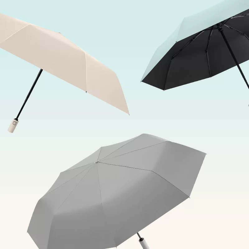 Fully automatic three-fold umbrella for women, suitable for both sunny and rainy weather, sun protection, UV protection, folding shade, retro men's ins style
