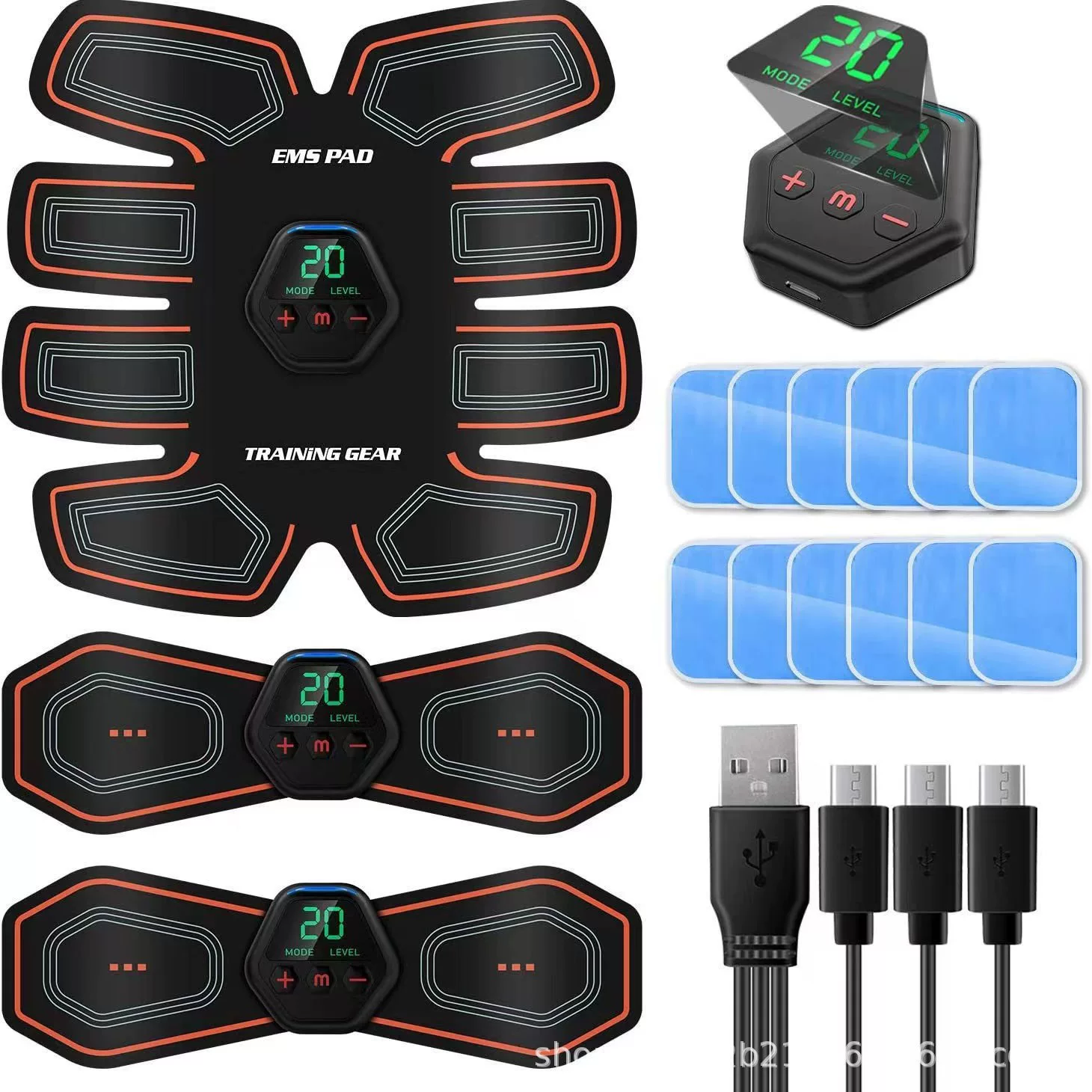 Muskelstimulator Multifunktions-EMS-Set für schlankes Training und Körperformung Drei-teiliges Ladegerät für Bauch- und Tailleurtrainer