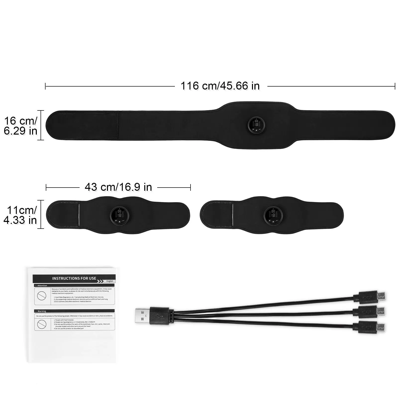Fitness belt three-piece set, abs patch, muscle training stimulator, lazy person's fitness and abs belt