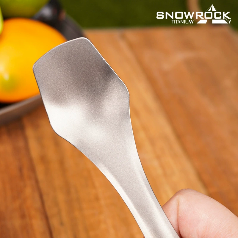 SNOW ROCK纯钛双用勺叉一体便携式叉勺子户外野餐露营多功能餐具